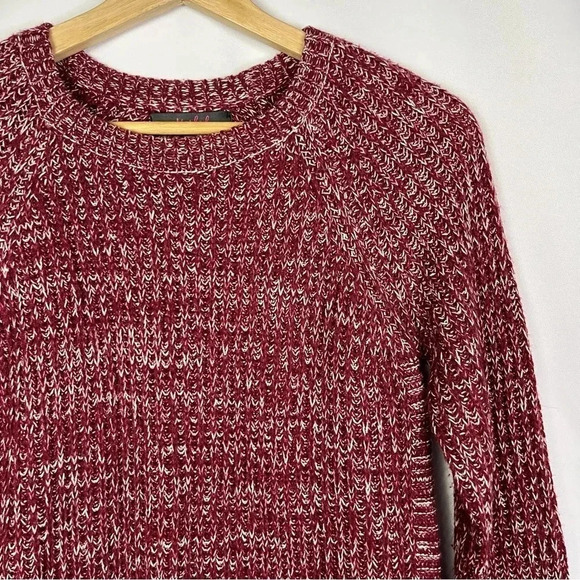 Marled Reunited Heather Red Side Zip Crewneck Sweater S - Picture 3 of 6